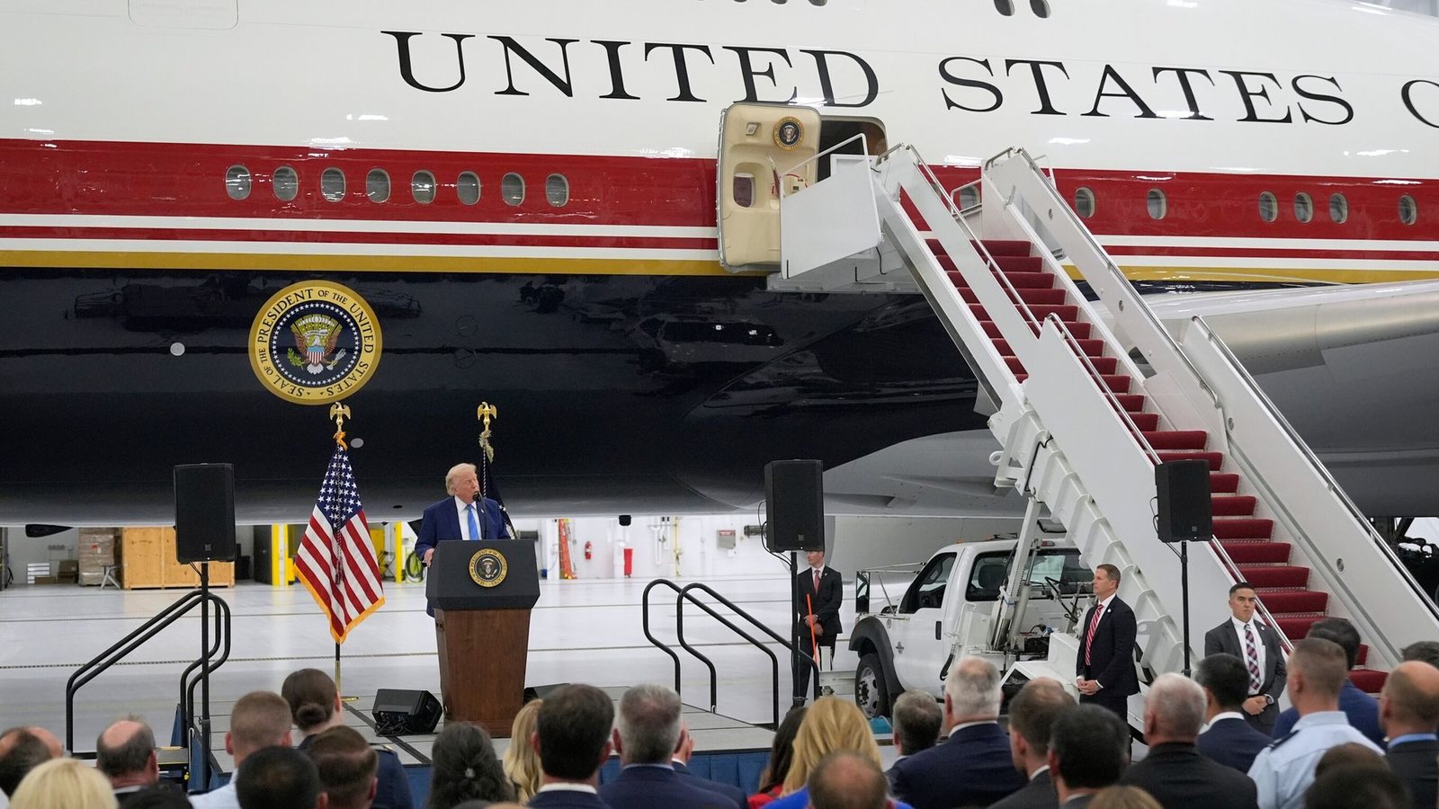 Trump unveils new converted Air Force One jet he accepted as gift from Qatar